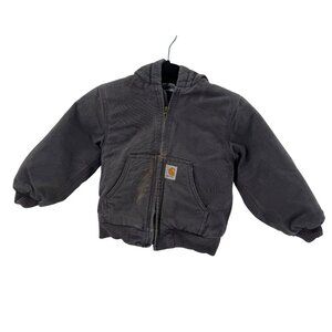 Carhartt Boys Grey Hooded Quilted Lining Coat XXS (4-5) Cotton/Polyester Durable